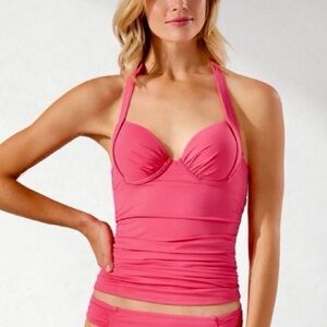 ⭐️ Tommy Bahama Pearl Shirred Underwire Tankini Swim Top - Medium DD